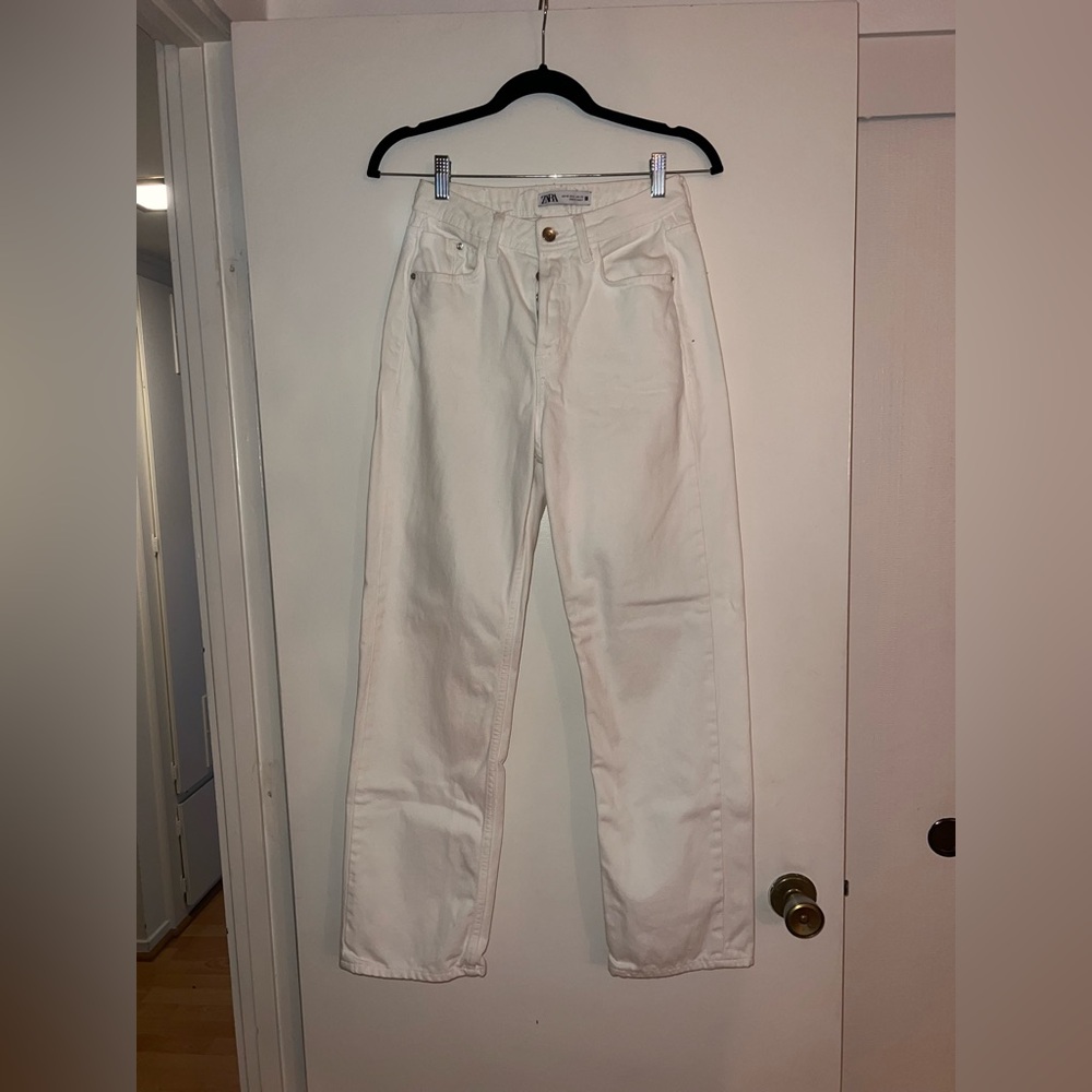 Zara White Straight Leg Jeans | Size 0